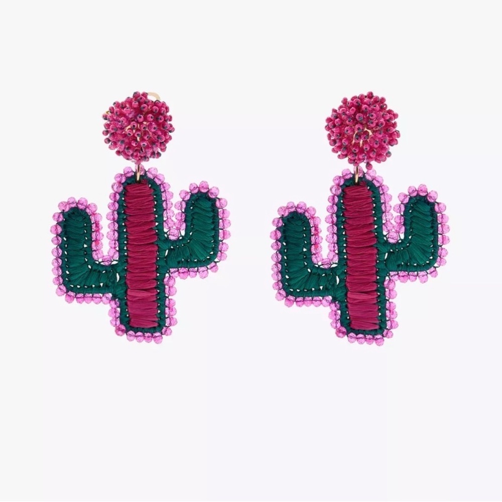 Zara Raffia Cactus Glitter Earrings